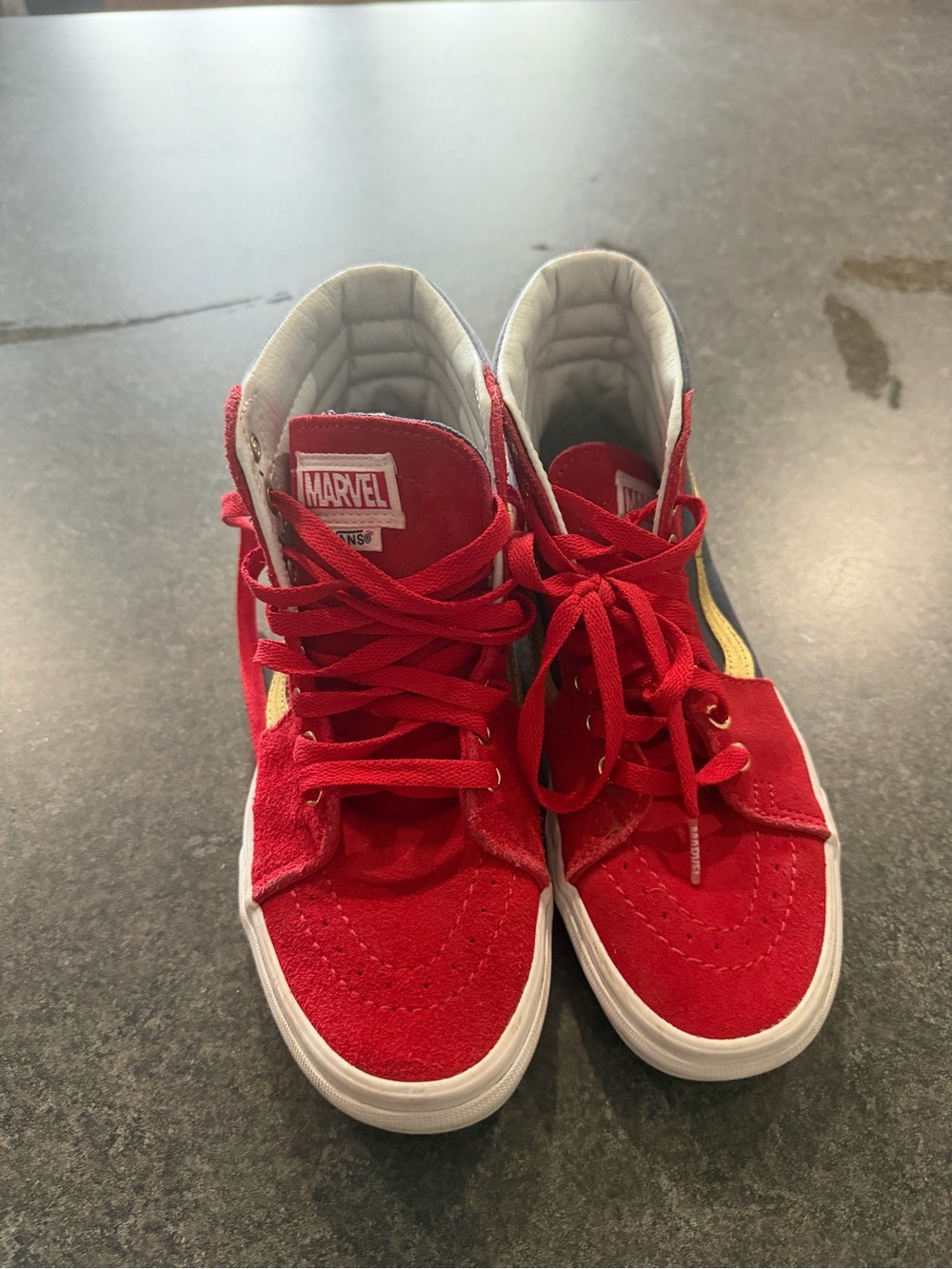 Vans x Marvel Red High-Top Sneakers with Yellow Accent